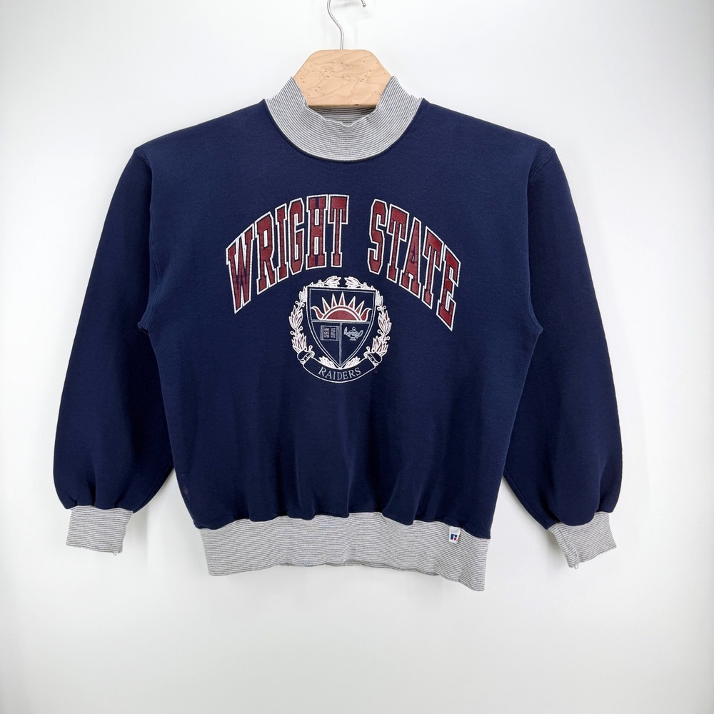 Russell Athletic Wright State Raiders XL Cotton Navy Vintage Sweatshirt USA Made